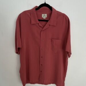 Solitude Men's Red Woven Button-Up Shirt Camp Collar Short Sleeve XL Resort‎